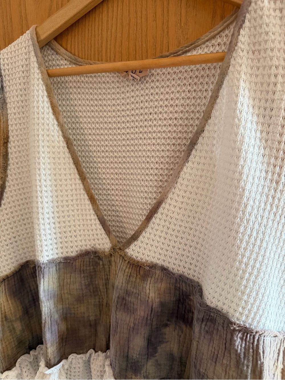 POL Cottagecore Boho Marble Patchwork Ruffle Peplum Crop Tank Women Size L - Picture 2 of 9